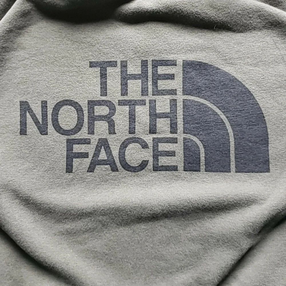 The North Face Hoodie Mens Medium Green Black Pullover Fleece Logo Kangaroo